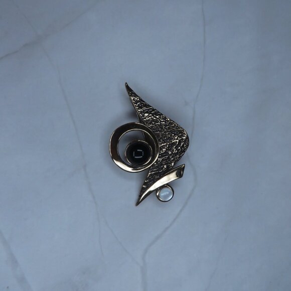 Gold Pin with Black and White Stone Accents - Picture 6 of 6